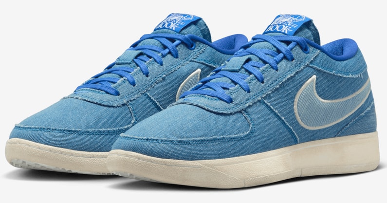 Photo of Devin Booker's denim Nike Book 1s